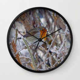 Robin in Winter | Rotkehlchen im Winter Wall Clock
