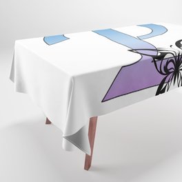 Butterfly Silhouette on Monogram Letter P Gradient Blue Purple Tablecloth