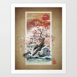 Sakura blossom waves Art Print