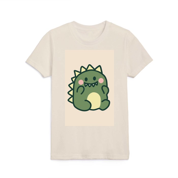 Cute chubby dinosaur Kids T Society6 Design by Chewy Little | Shirt Studio