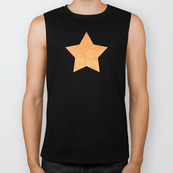 Ombre yellow and orange swirls doodles Biker Tank