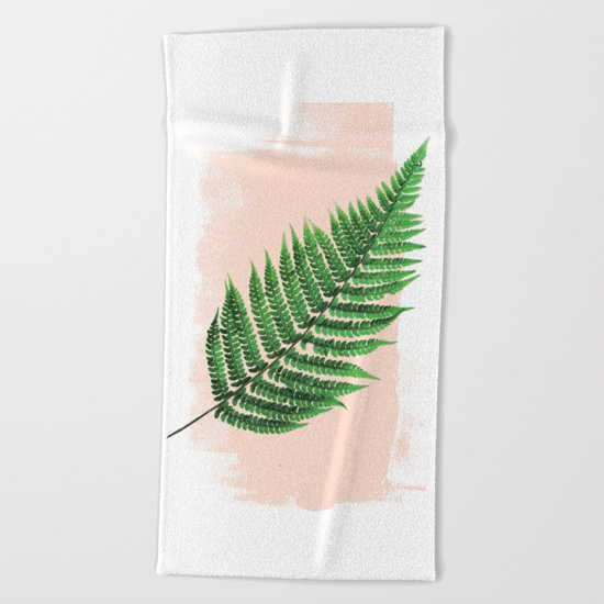 Fern Leaf on Pink Beach Towel