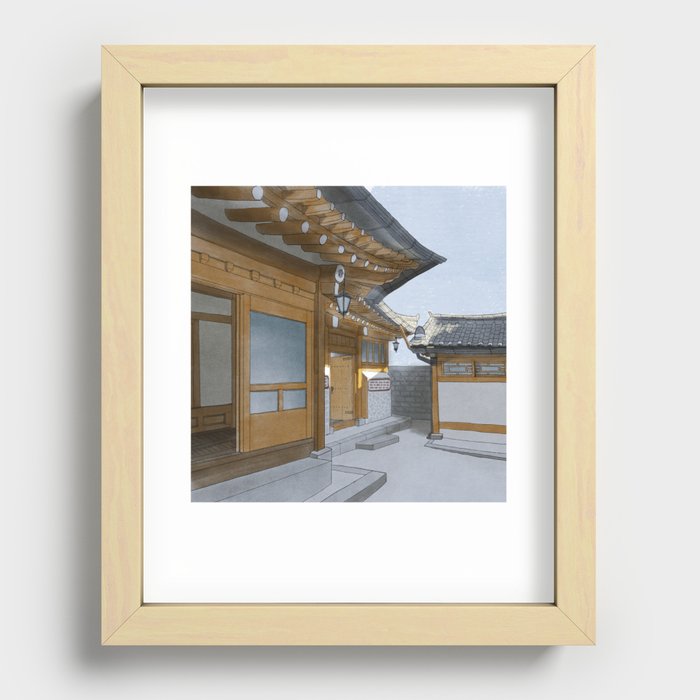 Traditional Hanok(Korean traditional house in Seoul) Recessed Framed Print