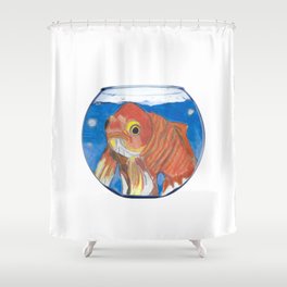 Gertrude the Goldfish in a Fishbowl  Shower Curtain