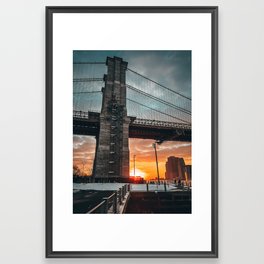 New York City Brooklyn Bridge during winter Framed Art Print
