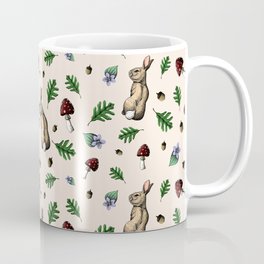 Woodland Oak Bunnies - Cream Coffee Mug