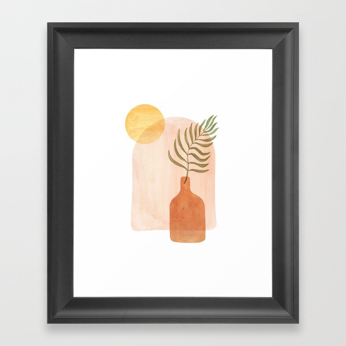 Abstract vase and plant Framed Art Print