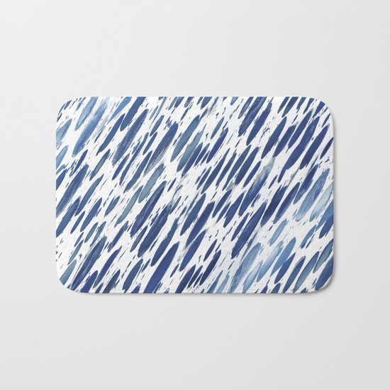 Boho Blue Brushstroke Bath Mat