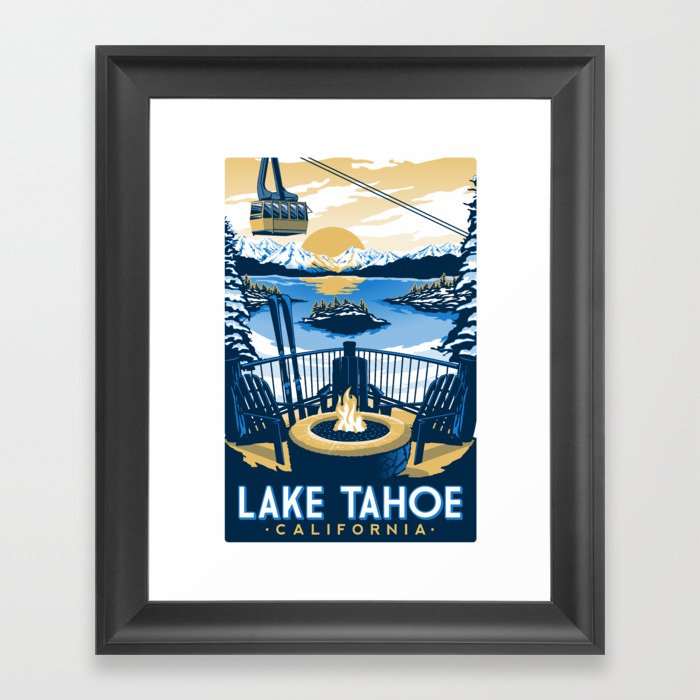Lake tahoe California vintage travel poster Framed Art Print