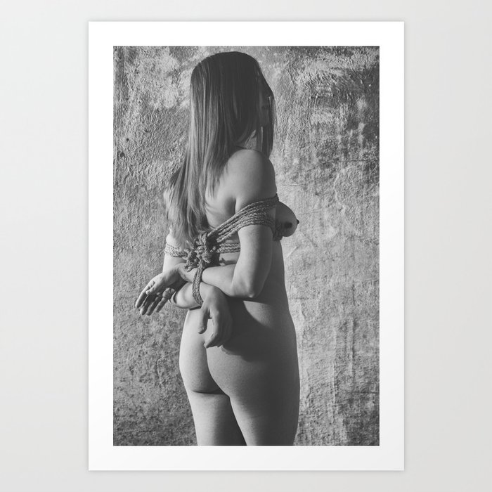 Beautiful nude woman tiedup with rope #M0744 Art Print