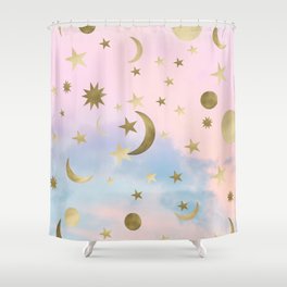 Pastel Starry Sky Moon Dream #1 #decor #art #society6 Shower Curtain
