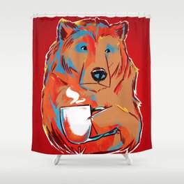 Bear with Coffee Mug Shower Curtain