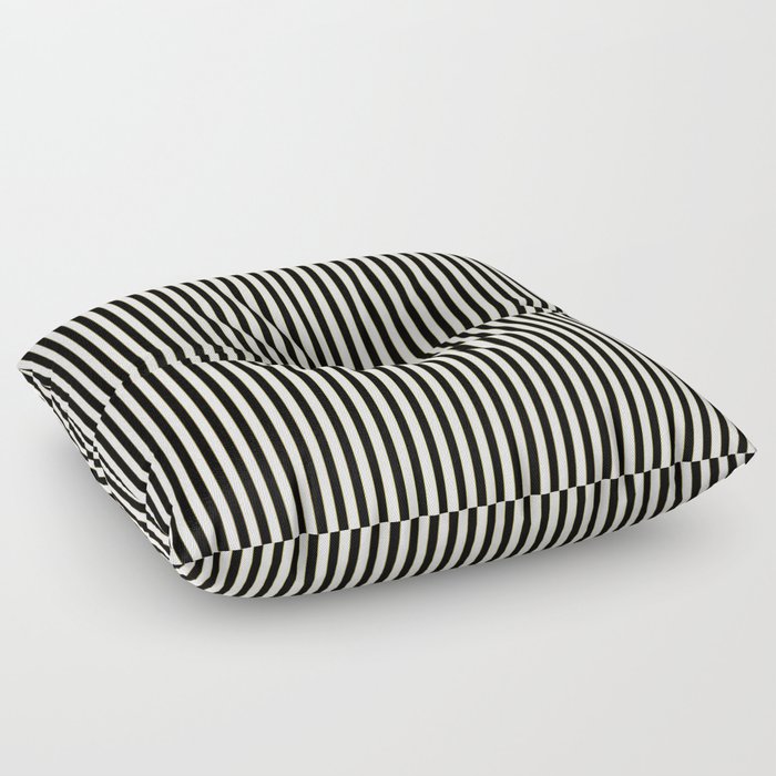 Thin Golden Black And White Vintage Art Deco Stripes Floor Pillow