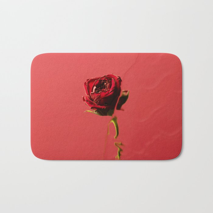 WATER OVER ROSE ON RED Bath Mat
