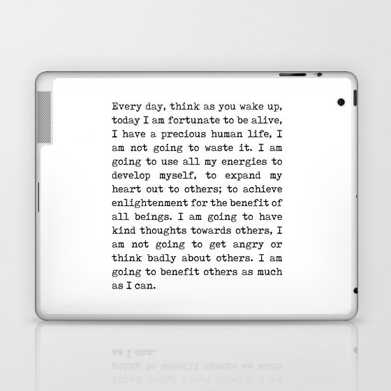 Think as you wake up - Dalai Lama Quote - Literature - Typewriter Print Laptop & iPad Skin