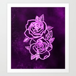 Neon Rose Art Print