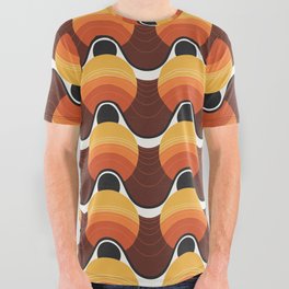 Brown, Orange & Ivory Circle Geometric Pattern 2 All Over Graphic Tee