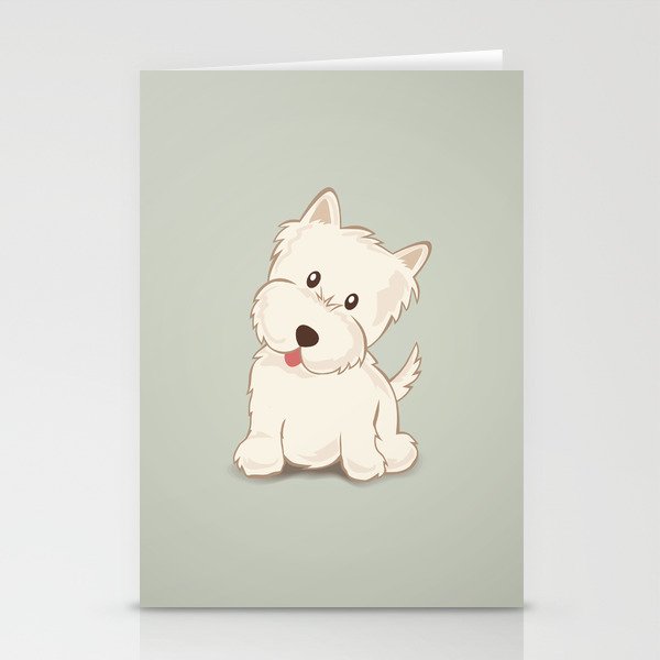 Cute Westie Puppy Dog Illustration Stationery Cards