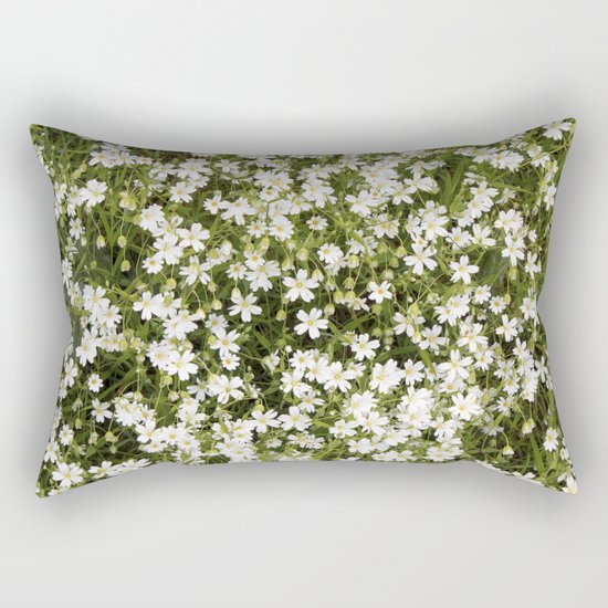Stitchwort Stellaria Wild Flowers Rectangular Pillow