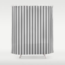 [ Thumbnail: Dim Grey and Light Grey Colored Lined/Striped Pattern Shower Curtain ]