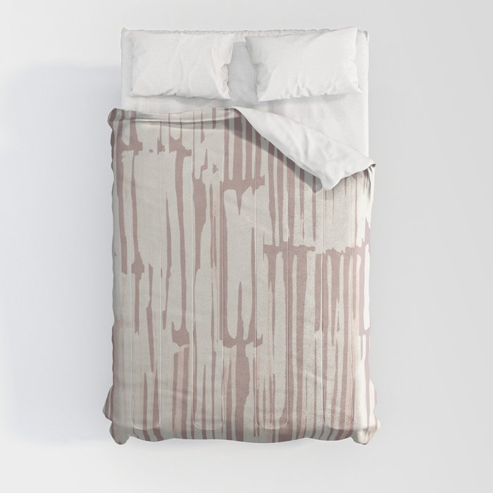 Simply Bamboo Brushstroke Lunar Gray on Clay Pink Comforter