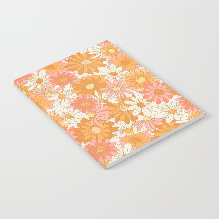 70s Floral - Pink & Orange Notebook