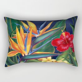 Tropical Paradise Hawaiian Floral Illustration Rectangular Pillow
