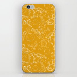 Mustard and White Toys Outline Pattern iPhone Skin