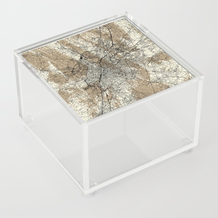 Brussels, Belgium - Artistic Map Art Print Acrylic Box