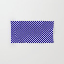 [ Thumbnail: Slate Blue, Light Grey, Dark Slate Blue, and Dark Blue Colored Lined/Striped Pattern Hand & Bath Towel ]