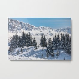 Winter landscape with snow-covered fir trees Metal Print