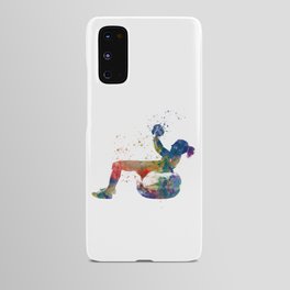 Woman practices gymnastics in watercolor Android Case