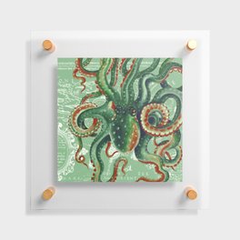 Octopus Tentacles Green Vintage Map Nautical Beach Marine Floating Acrylic Print