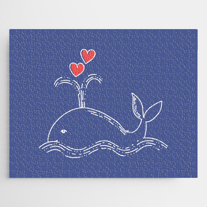 Cute whale with hearts Jigsaw Puzzle