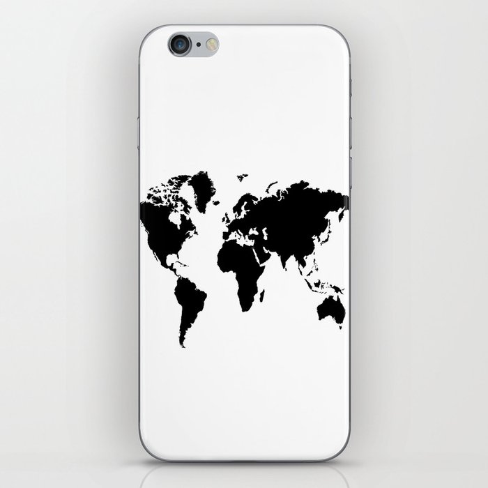 Black and White world map iPhone Skin
