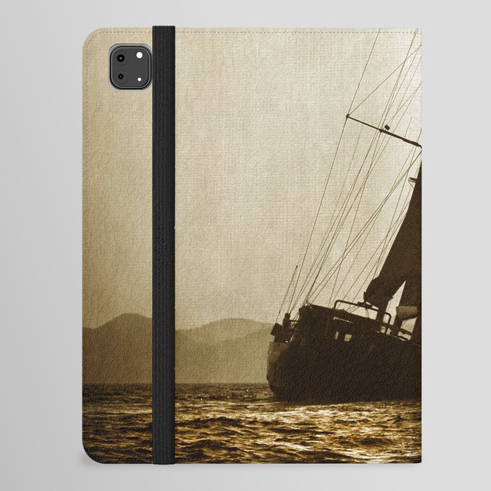 grunge canvas textured sailboat iPad Folio Case