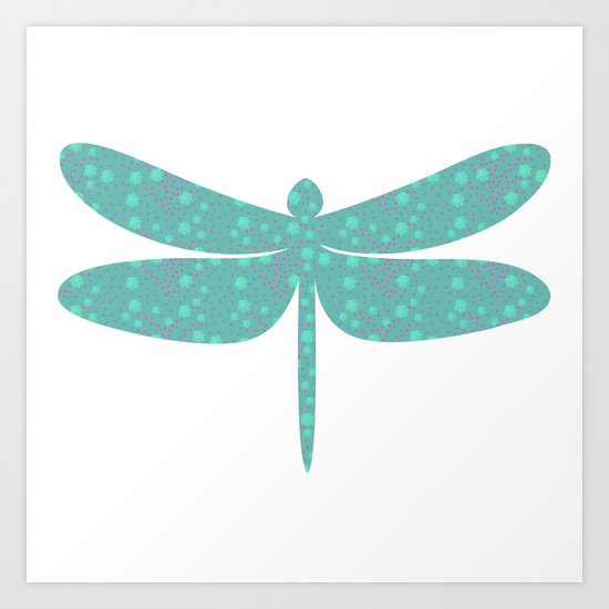 pattern with dragonfly Art Print