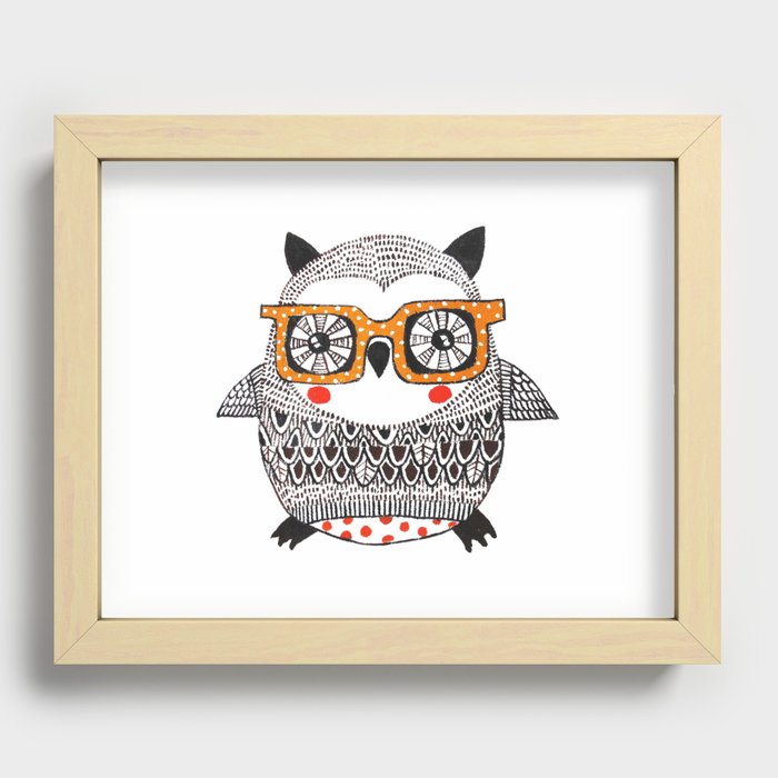 Owl art printable Recessed Framed Print