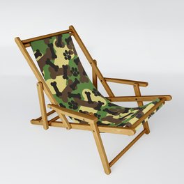 Green Dog Paws And Bones Camouflage Pattern Sling Chair