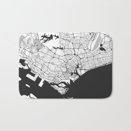 Singapore Map Gray Bath Mat