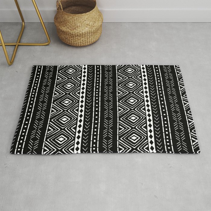 Black Mudcloth Rug By Thinlinetextiles Society6