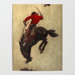 Bucking Bronco, 1903 by Newell Convers Wyeth Poster
