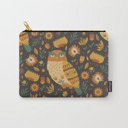 Autumn Folk Art Owl Carry-All Pouch