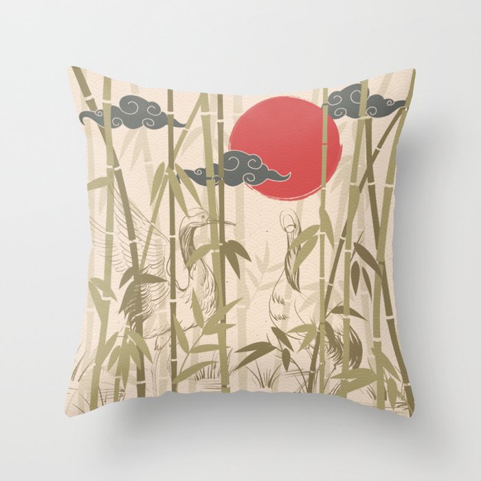 ukiyo-e bamboo forest Throw Pillow