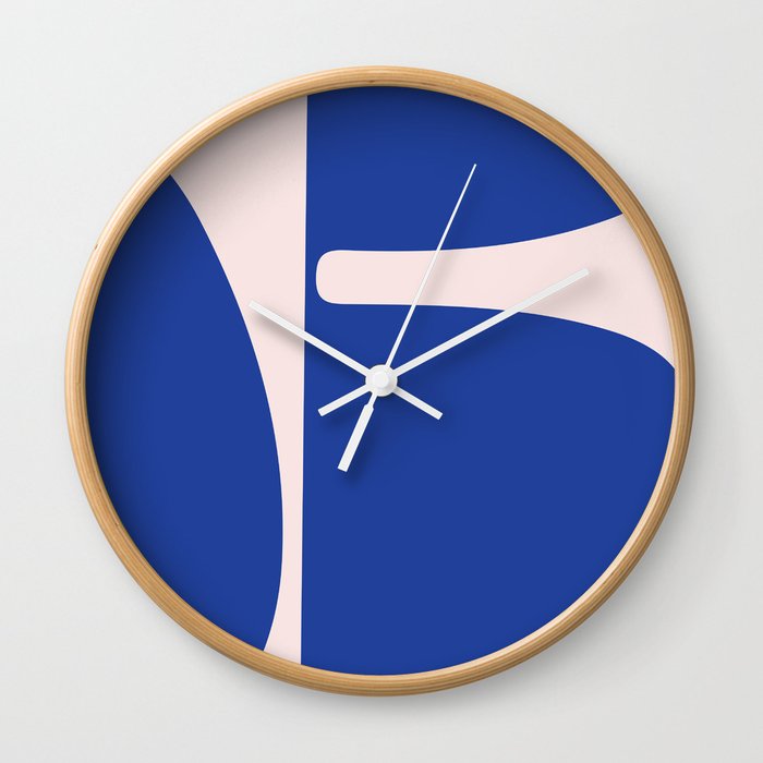 'Betty" in Blue Bold Abstract Modern in Blue Wall Clock