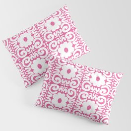 Spring Daisy Retro Lace Hot Pink Pillow Sham