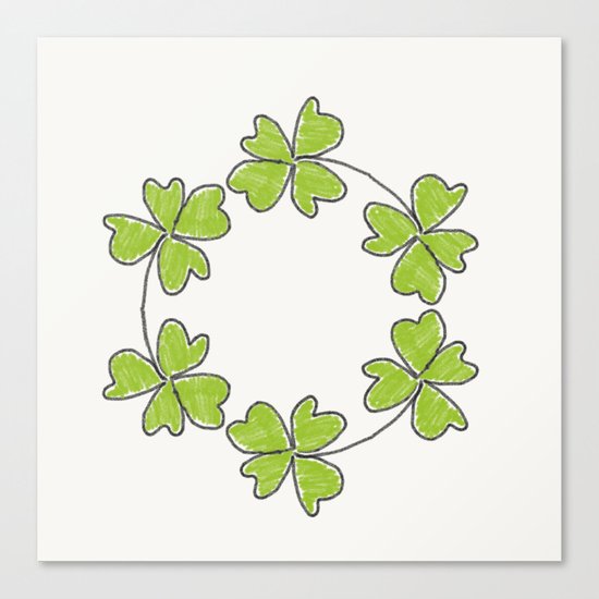 four-leaf clover leaves pattern Canvas Print