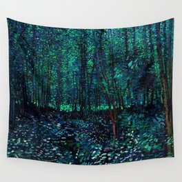 Vincent Van Gogh Trees & Underwood Teal Green Wall Tapestry