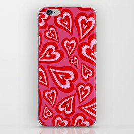 Retro Swirl Love - Red an pink iPhone Skin