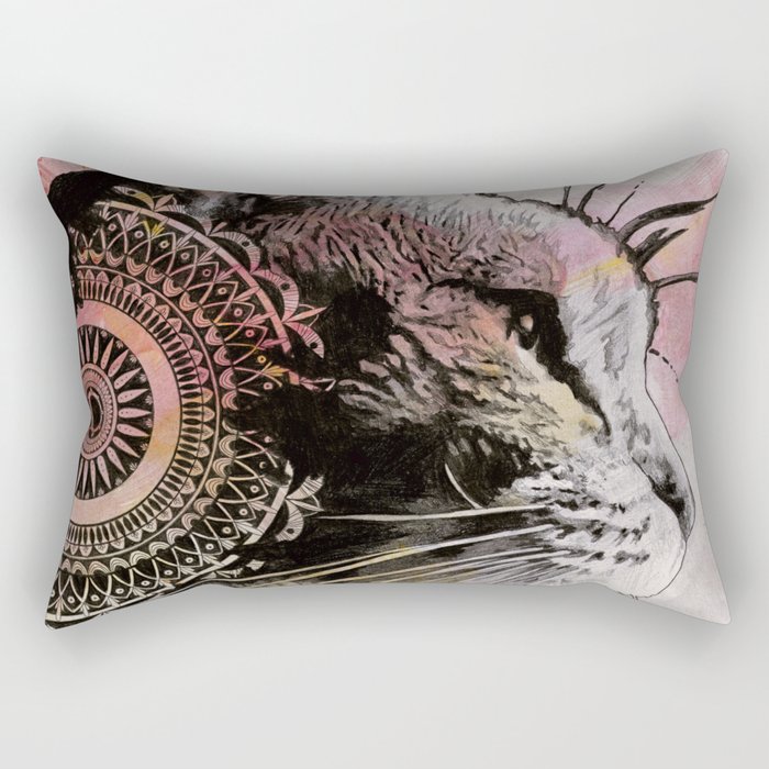 Tides Of Tomorrow | mandala cat portrait Rectangular Pillow